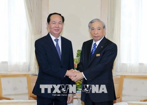 Chủ tịch nước Trần Đại Quang tiếp ông Masaaki Osawa, Thống đốc tỉnh Gunma. Ảnh: Nhan Sáng/TTXVN