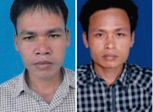 Hai nghi can Quốc (trái) và Việt, là đối tượng chủ mưu vụ phá rừng phòng hộ Nam Sông Bung đã ra đầu thú