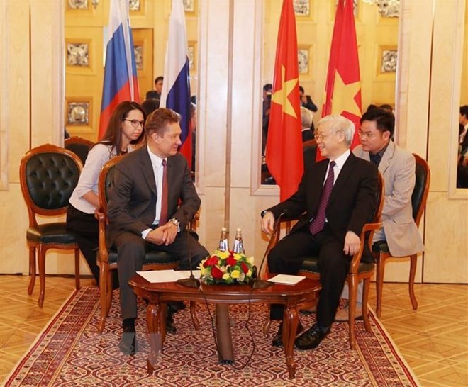 Tổng Bí thư Nguyễn Phú Trọng tiếp Chủ tịch Hội đồng Điều hành Tập đoàn Gazprom, ông Alexei Miller.