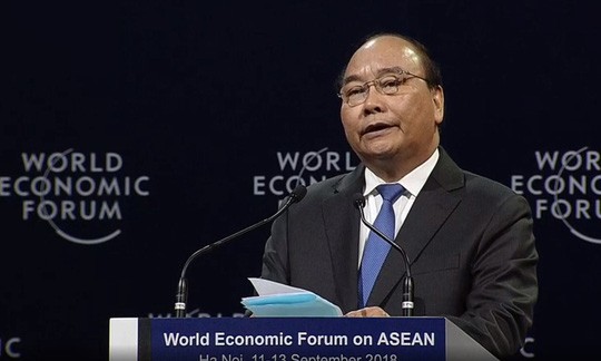 Thủ tướng Nguyễn Xuân Phúc phát biểu chào mừng khai mạc Hội nghị WEF ASEAN 2018