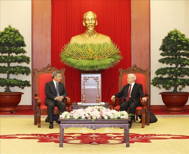 Tổng Bí thư tiếp Phó Thủ tướng Quốc vụ viện Trung Quốc. Ảnh: TTXVN