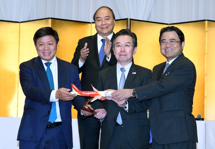 Thủ tướng Chính phủ  Nguyễn Xuân Phúc chứng kiến khai trương thương mại 3 đường bay từ Việt Nam đến Nhật Bản