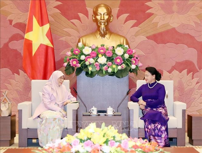 Chủ tịch Quốc hội Nguyễn Thị Kim Ngân tiếp Phó Thủ tướng Malaysia Wan Azizah. Ảnh: TTXVN