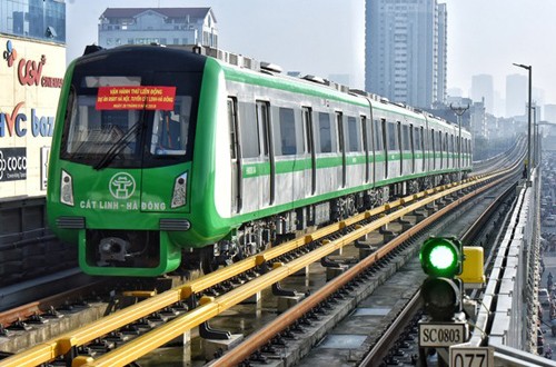 Tuyến đường sắt Cát Linh - Hà Đông đang trong giai đoạn chạy thử.