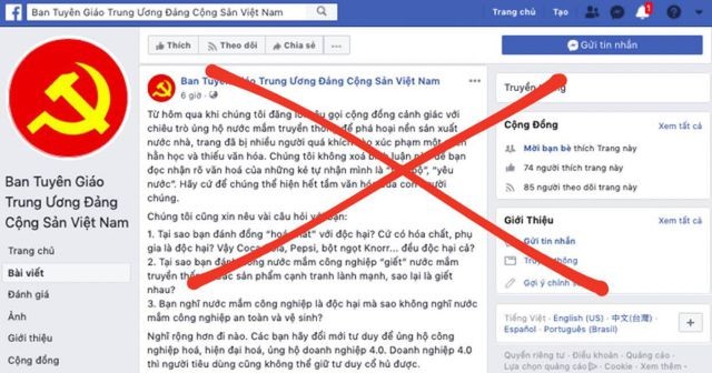 Ban Tuyên giáo Trung ương khẳng định không sở hữu tài khoản Facebook này.