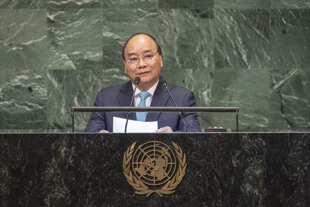 Thủ tướng Nguyễn Xuân Phúc phát biểu tại Phiên thảo luận cấp cao Đại hội đồng Liên Hợp Quốc khóa 73, tháng 9/2018