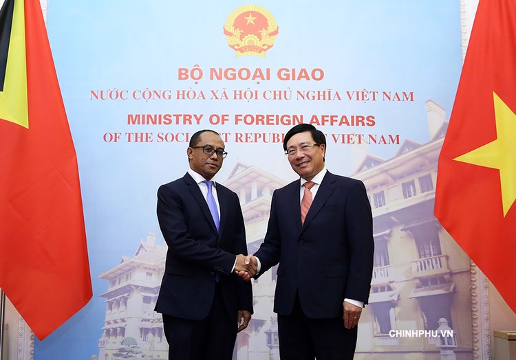 Phó Thủ tướng, Bộ trưởng Ngoại giao Phạm Bình Minh và Bộ trưởng Ngoại giao và Hợp tác Timor-Leste Dionisio Babo Soares - Ảnh: VGP