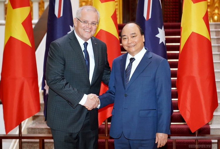 Thủ tướng Nguyễn Xuân Phúc và Thủ tướng Australia Scott Morrison. Ảnh: VGP
