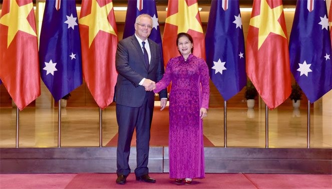 Chủ tịch Quốc hội Nguyễn Thị Kim Ngân và Thủ tướng Australia Scott Morrison. Ảnh: Đại biểu nhân dân