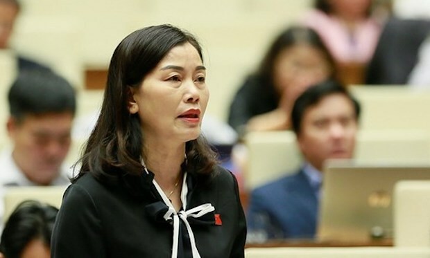Bà Nguyễn Thị Xuân phát biểu tại nghị trường. Ảnh: Trung tâm báo chí Quốc hội.