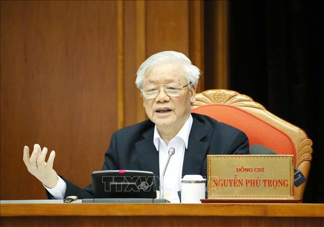 Tổng Bí thư, Chủ tịch nước Nguyễn Phú Trọng chủ trì hội nghị của Ban chấp hành Trung ương.