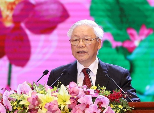 Tổng Bí thư, Chủ tịch nước Nguyễn Phú Trọng phát biểu tại Lễ Kỷ niệm. Ảnh VGP
