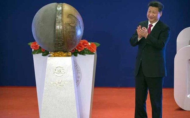 Chủ tịch Trung Quốc Tập Cận Bình tại lễ khai trương AIIB sáng 16/1 - Ảnh: Reuters.