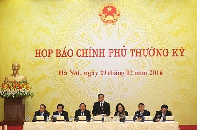 Phiên họp báo thường kỳ Chính phủ tháng 2/2016 - Ảnh: VGP/Quang Hiếu