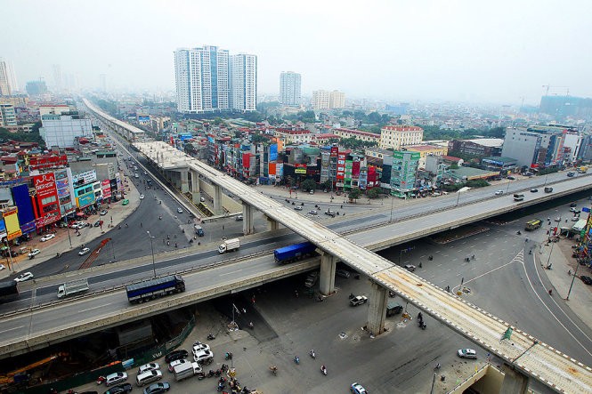 Nhà ga vành đai 3 thuộc dự án đường sắt đô thị Cát Linh - Hà Đông bị chậm tiến độ do các nhà thầu phụ bị tổng thầu nợ tiền thi công - Ảnh: Nguyễn Khánh