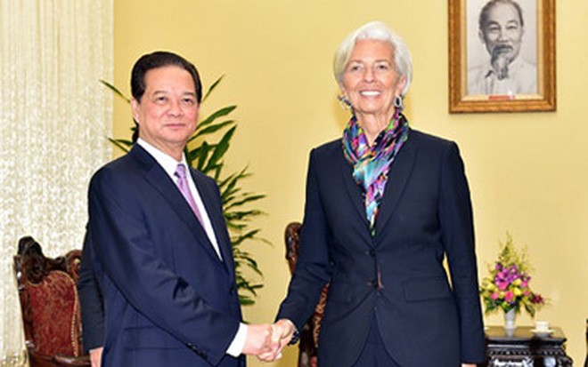 Thủ tướng tiếp Tổng Giám đốc IMF Christine Lagarde. Ảnh: VGP/Nhật Bắc