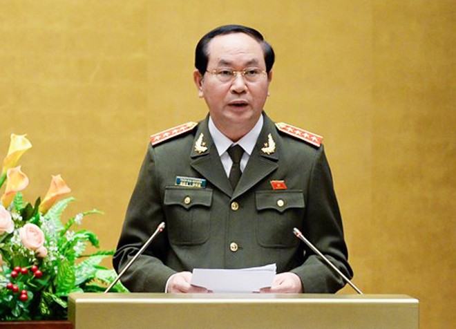 Đại tướng - Bộ trưởng Công an Trần Đại Quang là nhân sự duy nhất được Bộ Chính trị, Trung ương Đảng thống nhất giới thiệu để Quốc hội bầu làm Chủ tịch nước (ảnh: Quochoi.vn)
