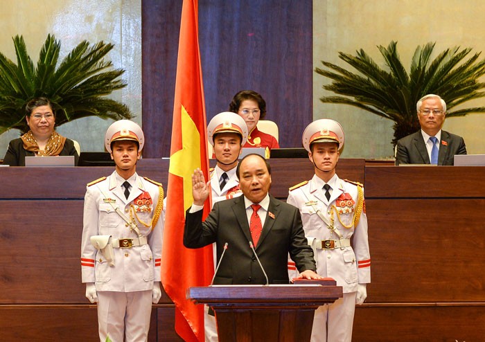 Thủ tướng Chính phủ Nguyễn Xuân Phúc tuyên thệ nhậm chức trước Quốc hội. Ảnh: Việt Dũng