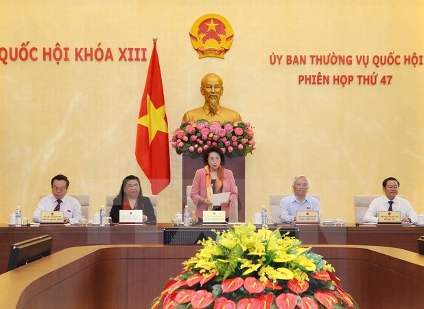 Chủ tịch Quốc hội Nguyễn Thị Kim Ngân phát biểu khai mạc Phiên họp lần thứ 47 của Ủy ban Thường vụ Quốc hội khóa XIII. (Ảnh: Trọng Đức/TTXVN)