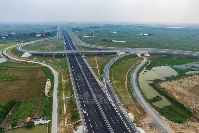 Dự án đường cao tốc Hà Nội-Hải Phòng nhìn từ trên cao.(Ảnh: Minh Sơn/Vietnam+)