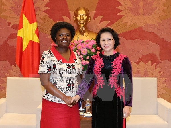 Chủ tịch Quốc hội Nguyễn Thị Kim Ngân tiếp bà Victoria Kwakwa, Giám đốc Quốc gia Ngân hàng thế giới tại Việt Nam. (Ảnh: Trọng Đức/TTXVN)
