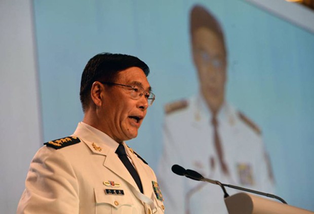 Đô đốc Tôn Kiến Quốc, đại diện của Trung Quốc tại Shangri-la vừa qua, gửi thông điệp tới cả người dân của nước này rằng quân đội sẽ bảo vệ lợi ích quốc gia. Ảnh:AFP