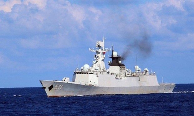 Một tàu chiến Trung Quốc tham gia diễn tập trái phép gần quần đảo Hoàng Sa của Việt Nam trong thời gian từ ngày 5 đến 11/7. Ảnh: Xinhua.