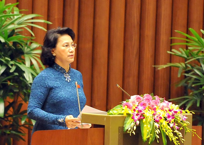 Bà Nguyễn Thị Kim Ngân, Chủ tịch Quốc hội khoá XIII được giới thiệu bầu giữ chức Chủ tịch Quốc hội khoá XIV. Ảnh: Việt Dũng