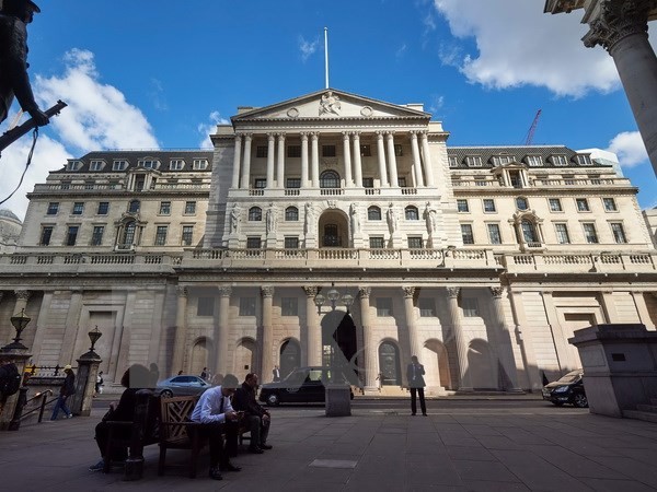Quang cảnh bên ngoài trụ sở BoE ở thủ đô London ngày 14/7. (Nguồn: AFP/TTXVN)