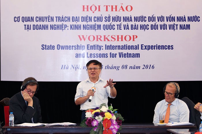 Hội thảo “Cơ quan chuyên trách đại diện chủ sở hữu nhà nước đối với vốn nhà nước tại doanh nghiệp” tổ chức chiều ngày 23/8 tại Hà Nội. Ảnh: Đức Trung
