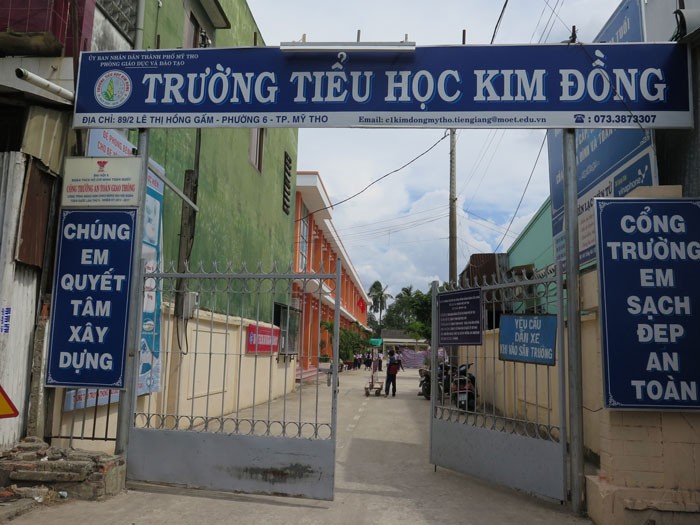 Trường Tiểu học Kim Đồng, một công trình bị khiếu kiện về việc nhà thầu mua đi bán lại ở Mỹ Tho, Tiền Giang. Ảnh: Văn Huyền