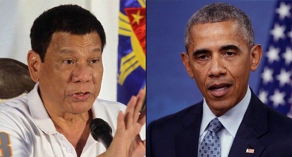 Tổng thống Philippines Rodrigo Duterte và người đồng cấp Mỹ Barack Obama. Ảnh: ABS-CBN
