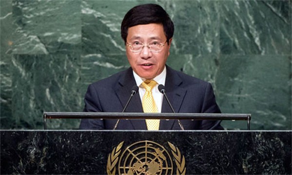 Phó thủ tướng Phạm Bình Minh tại Đại hội đồng LHQ. Ảnh:UN