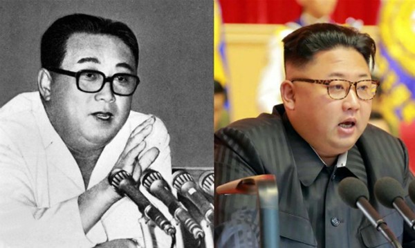 Lãnh đạo Triều Tiên Kim Jong-un (phải) và ông nội, Kim Nhật Thành. Ảnh:WSJ