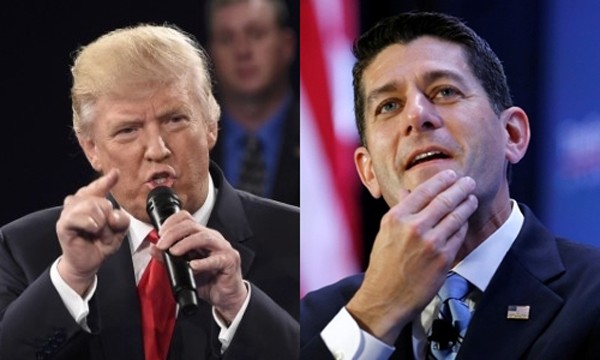 Ứng viên tổng thống đảng Cộng hòa Donald Trump (trái) và Chủ tịch Hạ viện Mỹ Paul Ryan. Ảnh: Reuters.