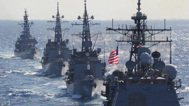 Tàu chiến Mỹ tham gia tập trận với Hàn Quốc. (Ảnh: AFP)