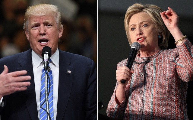 Ứng viên tổng thống đảng Dân chủ Mỹ Hillary Clinton (phải) và ứng viên Cộng hòa Donald Trump. (Ảnh: AFP)