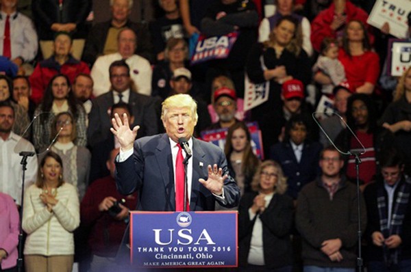 Ông Trump phát biểu tại Cincinnati, bang Ohio. Ảnh: Reuters
