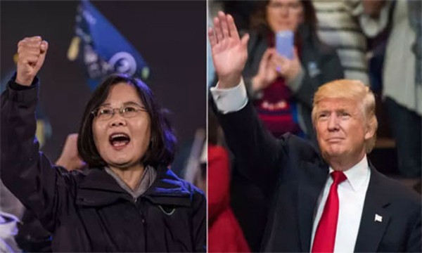 Tổng thống Mỹ đắc cử Donald Trump và lãnh đạo Đài Loan Thái Anh Văn. Ảnh: AFP