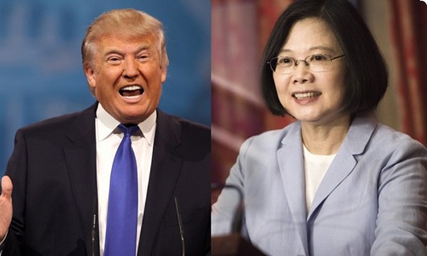Tổng thống đắc cử Donald Trump và nhà lãnh đạo Đài Loan Thái Anh Văn. Ảnh:Hong Kong Free Press.