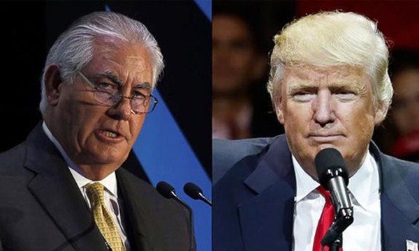 Tổng thống đắc cử Trump, phải, tuyên bố chọn ông Rex Tillerson làm ngoại trưởng. Ảnh:Abc.com