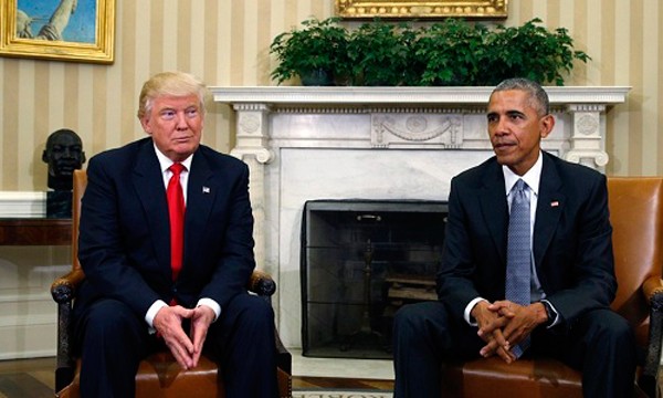 Tổng thống đắc cử Mỹ Donald Trump và Tổng thống Mỹ Obama tại Nhà Trắng. Ảnh:Reuters.
