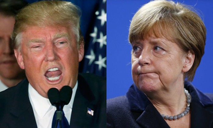Tổng thống Mỹ đắc cử Donald Trump và Thủ tướng Đức Angela Merkel. Ảnh:RT