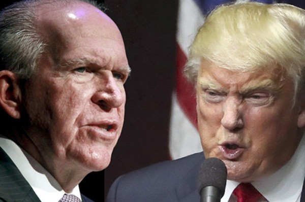 John Brennan, Giám đốc Cơ quan Tình báo Trung ương (CIA) (trái) và Tổng thống Mỹ đắc cử Donald Trump. Ảnh:Reuters