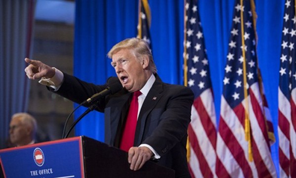 Tổng thống đắc cử Mỹ Donald Trump xuất hiện trong cuộc họp báo vào hôm qua. Ảnh:Washington Post