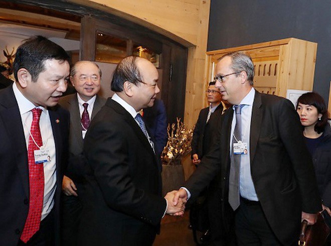 Trong khuôn khổ Hội nghị Diễn đàn Kinh tế thế giới, Thủ tướng Nguyễn Xuân Phúc có nhiều cuộc gặp gỡ, tiếp xúc với các tập đoàn, doanh nghiệp lớn. Ảnh: Đức Tuân VGP