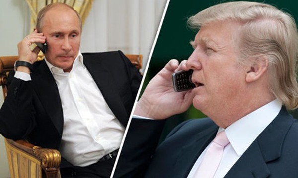 Tổng thống Nga Vladimir Putin và Tổng thống Mỹ Donald Trump. Ảnh:Daily Express.