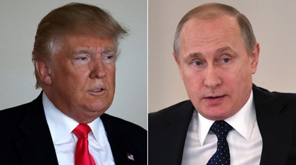 Tổng thống Mỹ Donald Trump và người đồng cấp Nga Vladimir Putin. Ảnh:AP