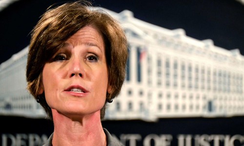 Quyền Bộ trưởng Tư pháp Mỹ Sally Yates vừa bị sa thải. Ảnh:AP