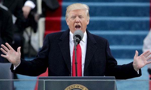 Ông Donald Trump phát biểu trong lễ nhậm chức tổng thống Mỹ hôm 20/1. Ảnh:AFP